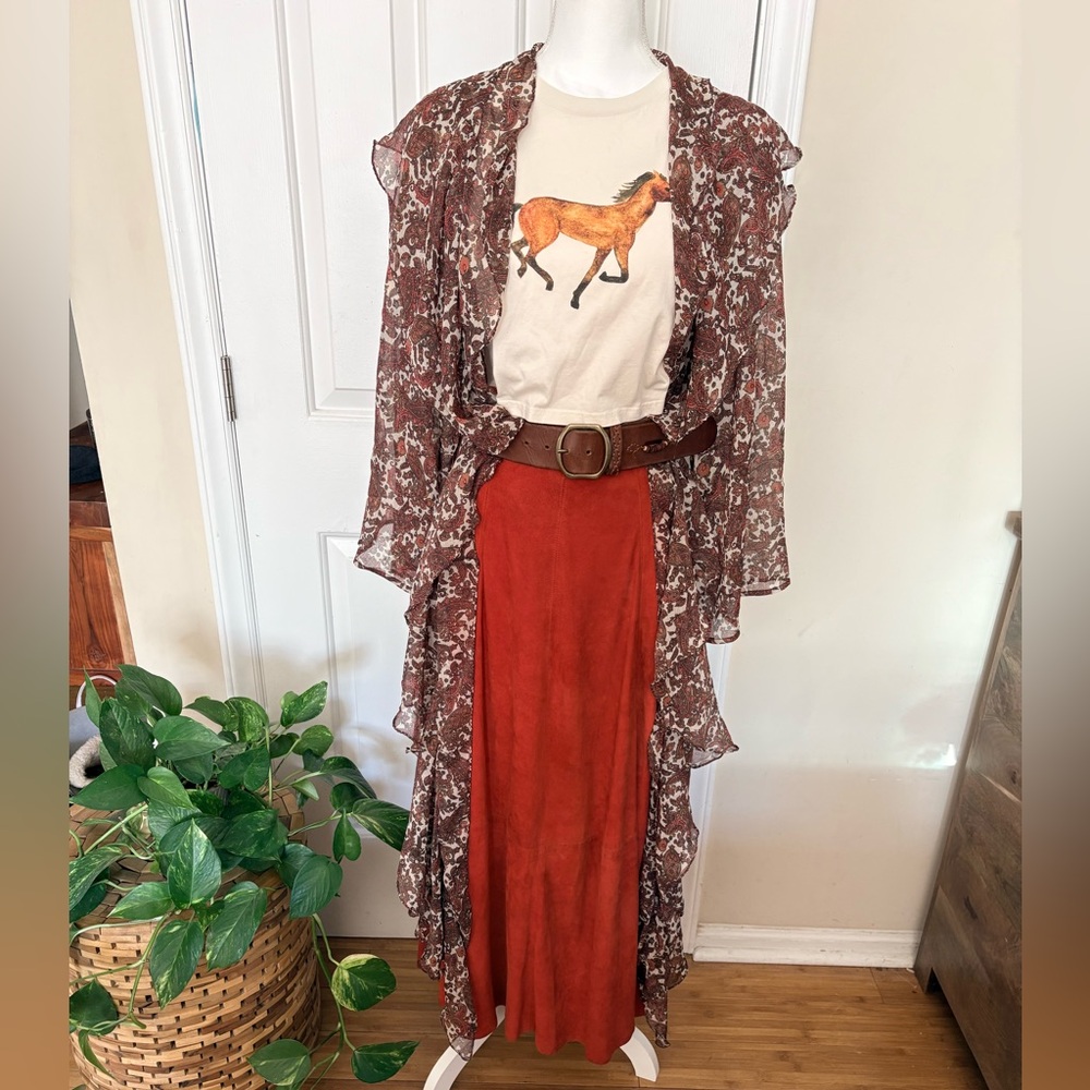 Vintage Maxi Suede Skirt